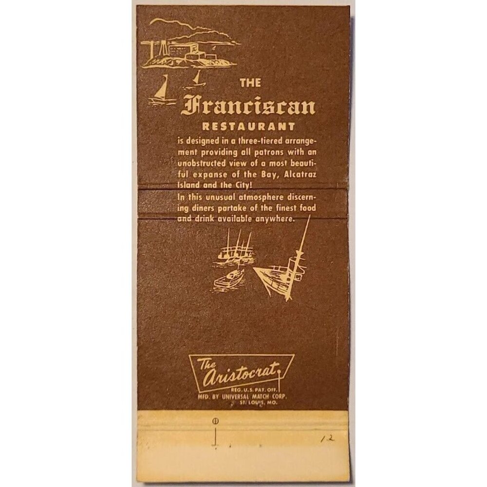 Vintage Matchbook Cover Franciscan Restaurant Fisherman’s Wharf San Francisco - Picture 3 of 5